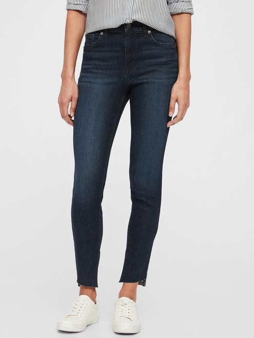 high rise universal legging jeans with raw hem