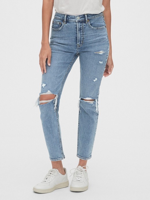 high rise cigarette jeans with secret smoothing pockets with washwell